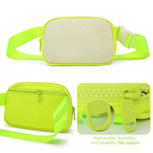 Neon Reflective Waist Bag with Adjustable Strap and High-Visibility Design